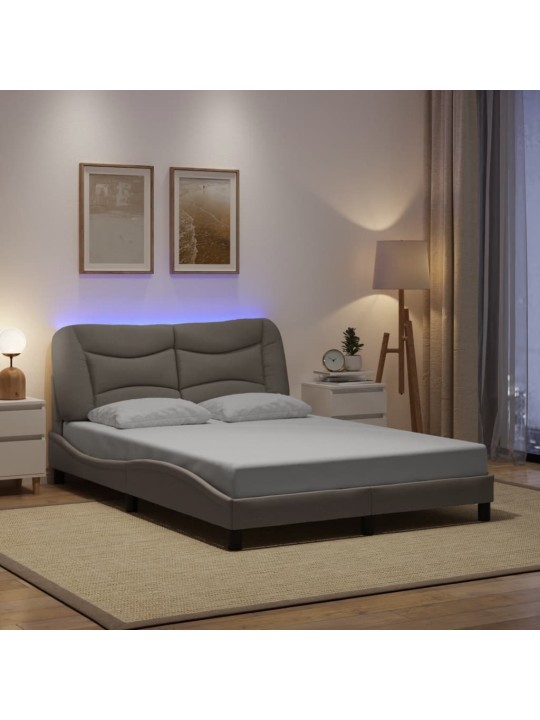 Rám postele s led bez matrace taupe 140x200 cm látka