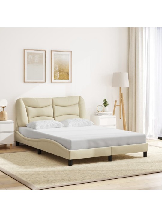 Rám postele s led bez matrace cream 140x200 cm látka