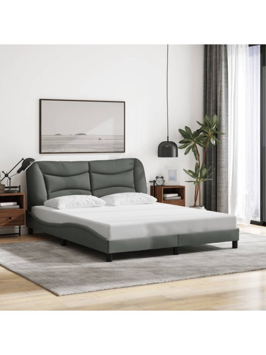 Rám postele s LED bez matrace Tmavě šedá 160x200 cm Látka