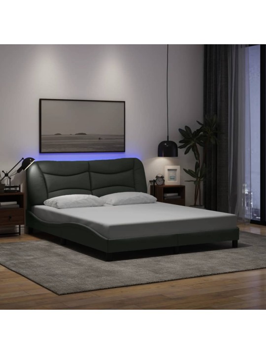 Rám postele s LED bez matrace Tmavě šedá 160x200 cm Látka