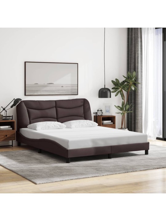 Rám postele s led bez matrace tmavě hnědá 160x200 cm látka