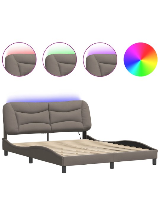 Rám postele s led bez matrace taupe 160x200 cm látka