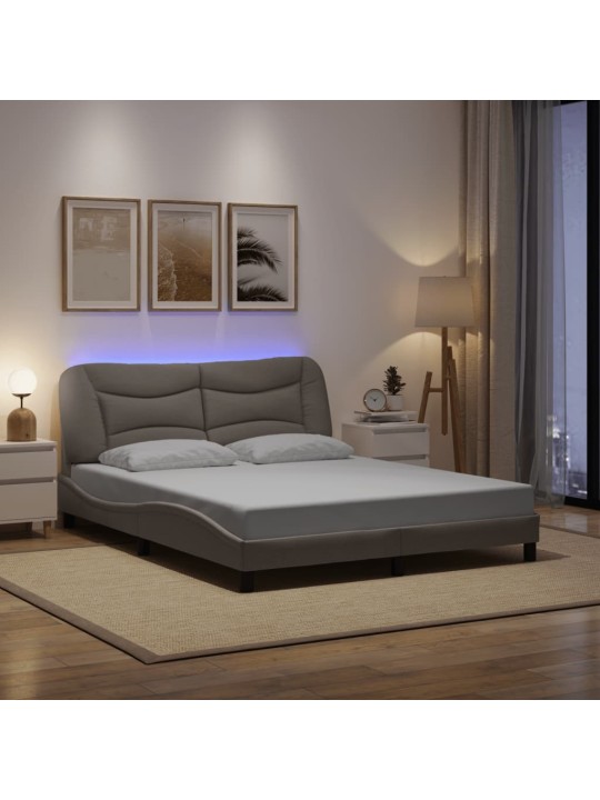 Rám postele s led bez matrace taupe 160x200 cm látka