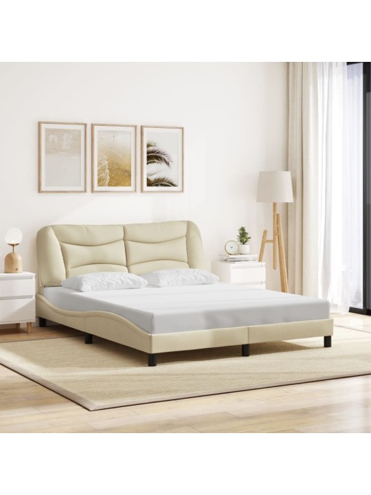 Rám postele s led bez matrace cream 160x200 cm látka