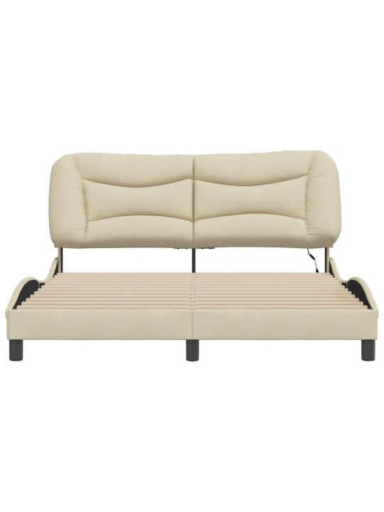 Rám postele s led bez matrace cream 160x200 cm látka