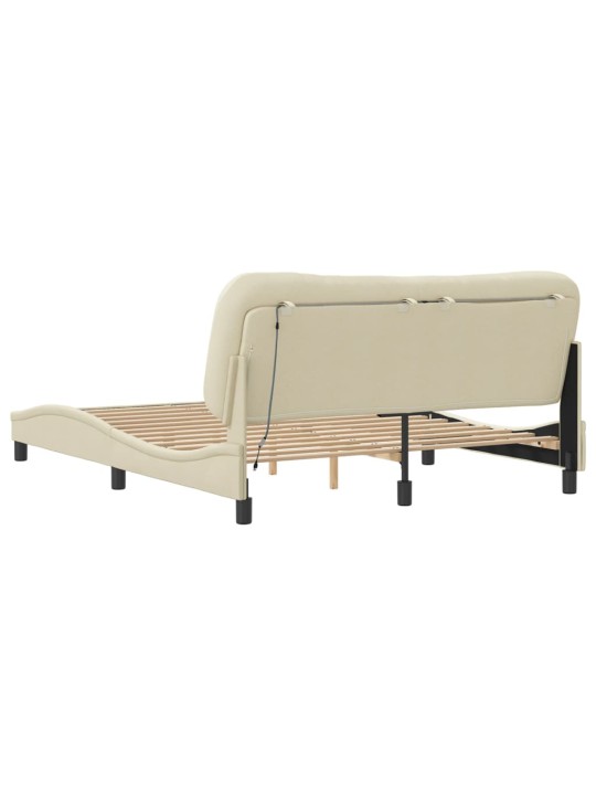 Rám postele s led bez matrace cream 160x200 cm látka