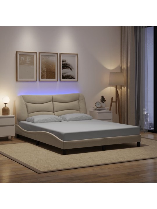 Rám postele s led bez matrace cream 160x200 cm látka