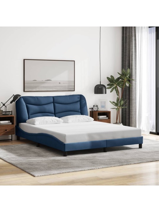 Rám postele s led osvětlením modrý 160 x 200 cm textil