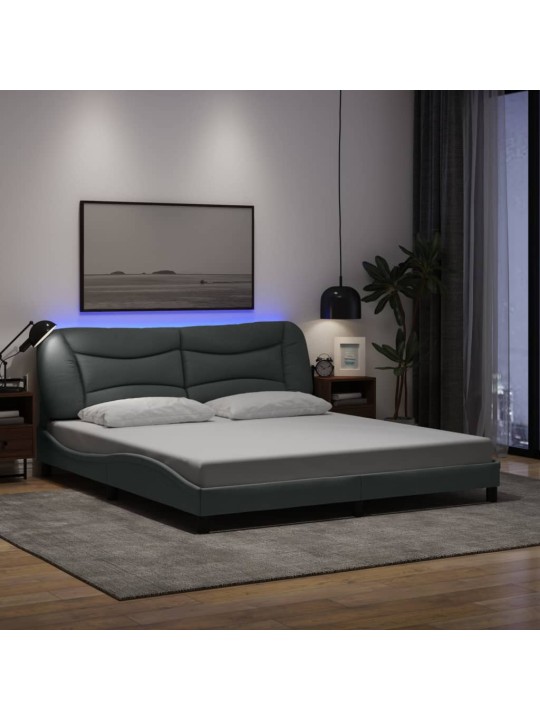 Rám postele s LED bez matrace Světle šedá 180x200 cm Látka