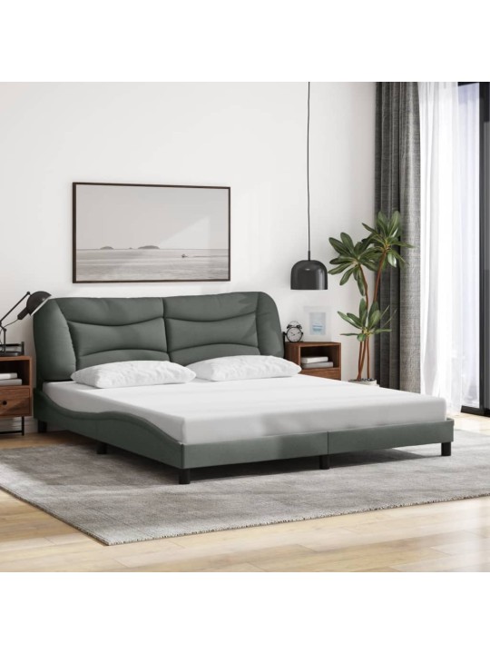 Rám postele s LED bez matrace Tmavě šedá 180x200 cm Látka