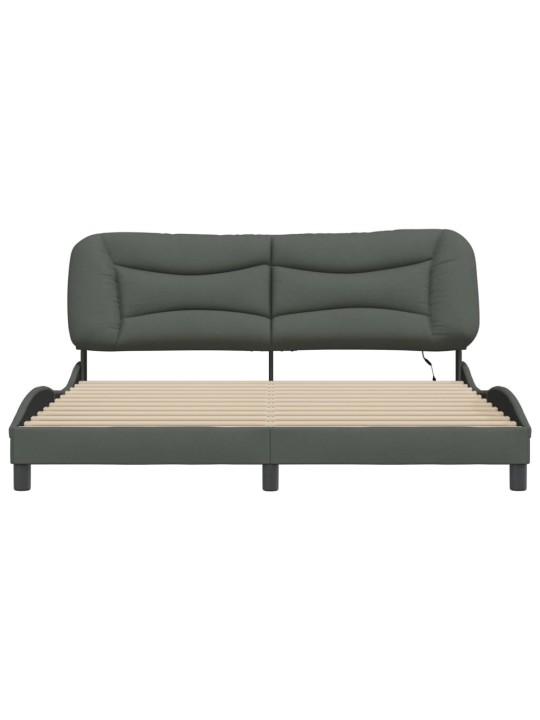 Rám postele s LED bez matrace Tmavě šedá 180x200 cm Látka