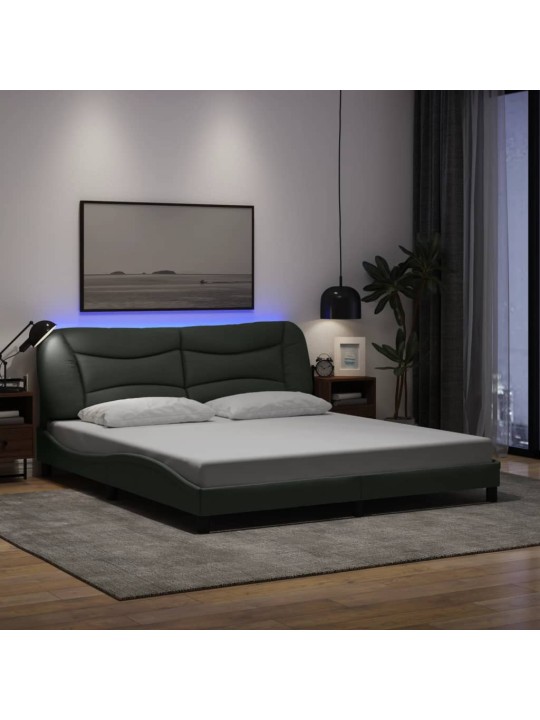 Rám postele s LED bez matrace Tmavě šedá 180x200 cm Látka