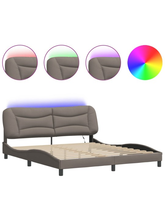 Rám postele s led bez matrace taupe 180x200 cm látka