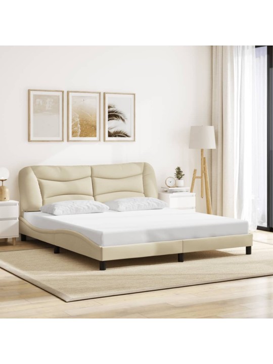 Rám postele s led bez matrace cream 180x200 cm látka