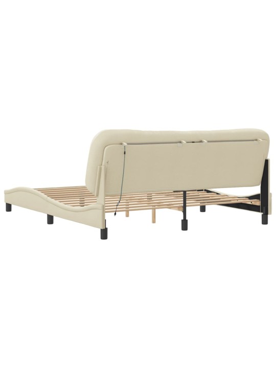 Rám postele s led bez matrace cream 180x200 cm látka