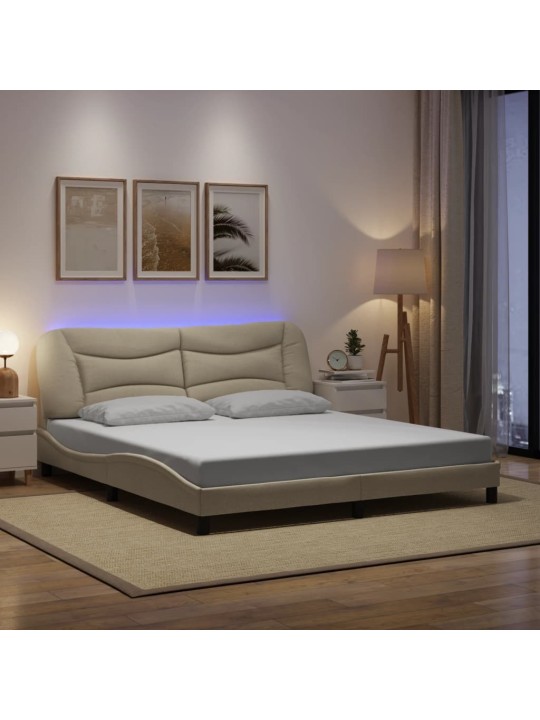 Rám postele s led bez matrace cream 180x200 cm látka