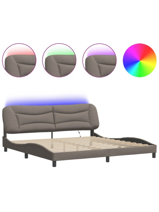 Rám postele s led osvětlením taupe 200 x 200 cm textil