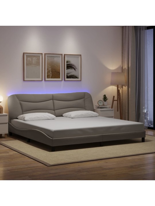 Rám postele s led osvětlením taupe 200 x 200 cm textil