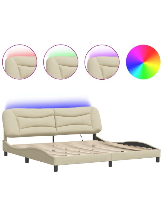 Rám postele s led osvětlením krémový 200 x 200 cm textil