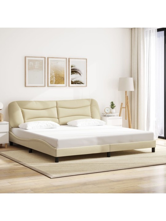 Rám postele s led osvětlením krémový 200 x 200 cm textil