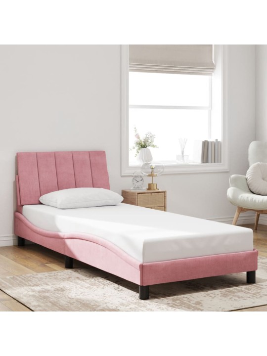 Rám postele s led osvětlením růžový 90 x 190 cm samet