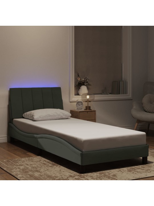Rám postele s LED osvětlením světle šedý 90 x 200 cm samet