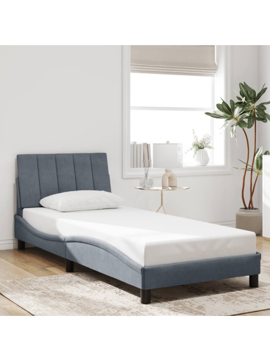 Rám postele s LED osvětlením tmavě šedý 90 x 200 cm samet