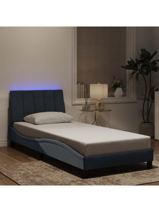 Rám postele s LED osvětlením tmavě šedý 90 x 200 cm samet