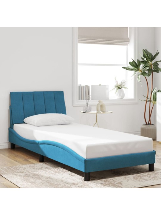 Rám postele s led osvětlením modrý 90 x 200 cm samet