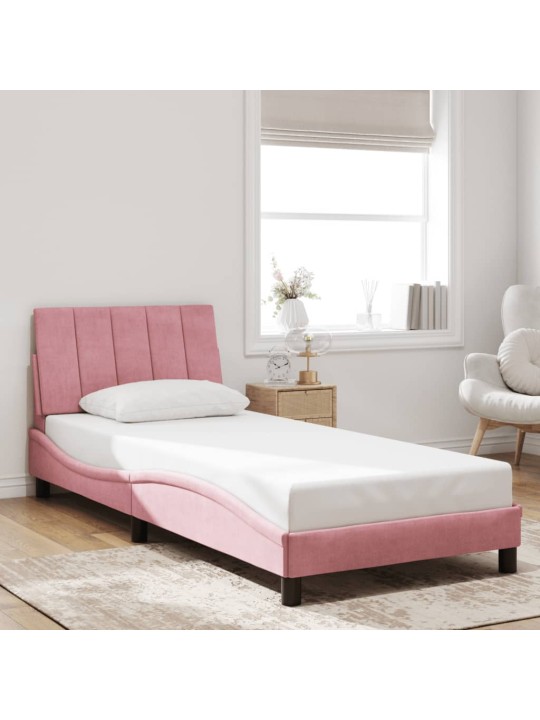 Rám postele s led osvětlením růžový 90 x 200 cm samet