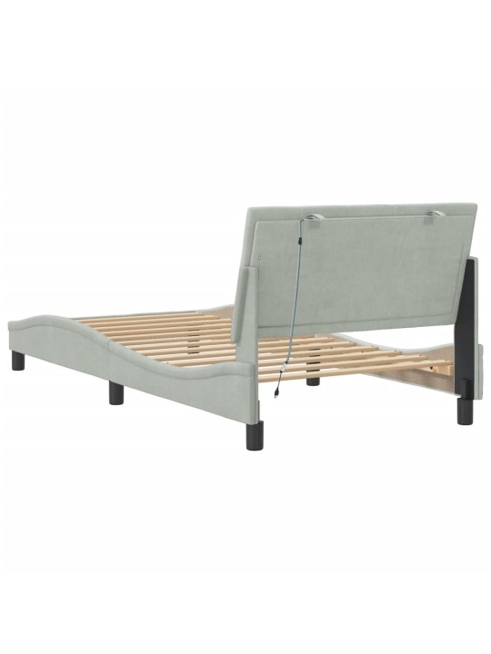 Rám postele s LED osvětlením světle šedý 100 x 200 cm samet