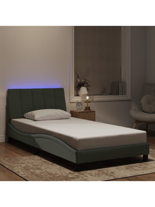 Rám postele s LED osvětlením světle šedý 100 x 200 cm samet