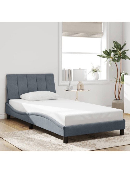 Rám postele s LED osvětlením tmavě šedý 100 x 200 cm samet