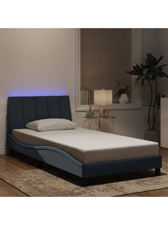 Rám postele s LED osvětlením tmavě šedý 100 x 200 cm samet