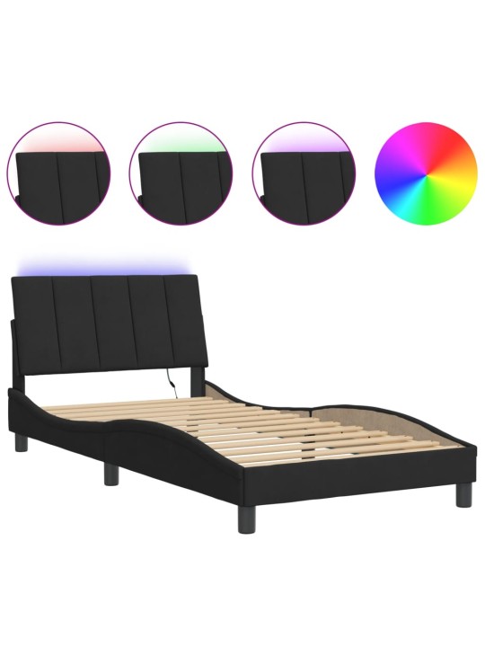 Rám postele s LED osvětlením černý 100 x 200 cm samet