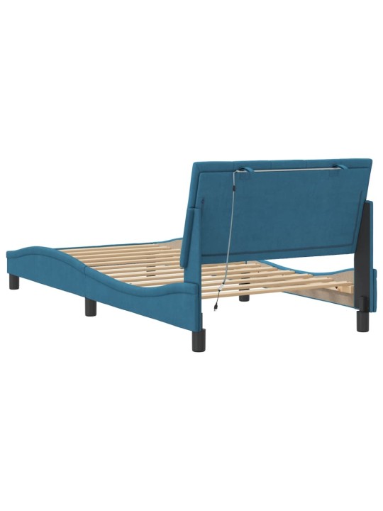 Rám postele s led osvětlením modrý 100 x 200 cm samet