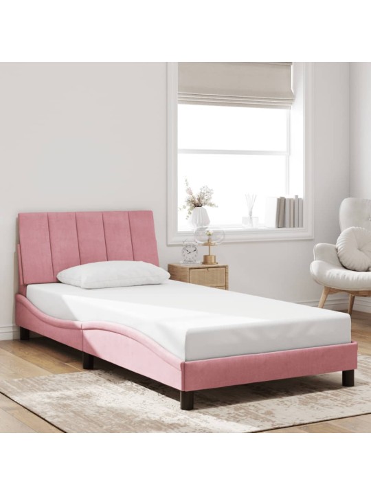 Rám postele s led osvětlením růžový 100 x 200 cm samet