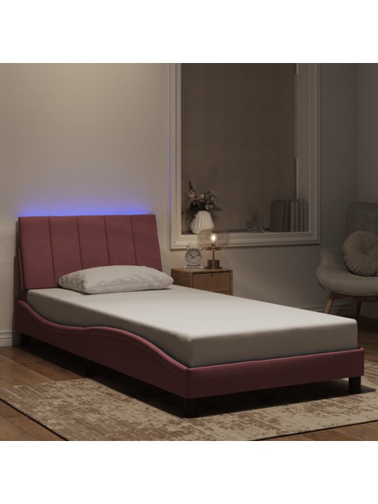 Rám postele s led osvětlením růžový 100 x 200 cm samet