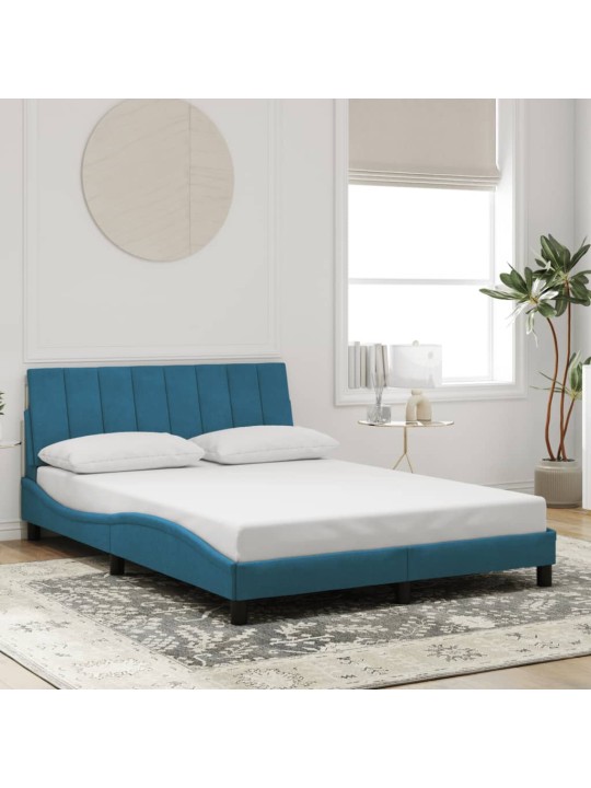 Rám postele s led osvětlením modrý 120 x 200 cm samet