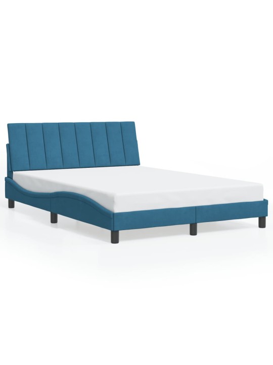 Rám postele s led osvětlením modrý 120 x 200 cm samet