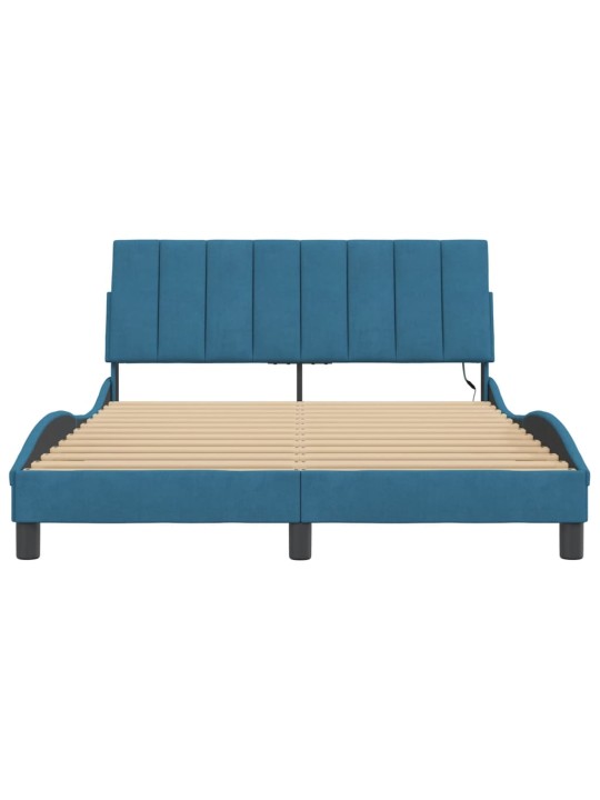 Rám postele s led osvětlením modrý 120 x 200 cm samet