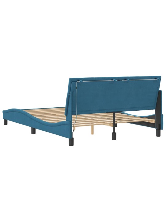 Rám postele s led osvětlením modrý 120 x 200 cm samet