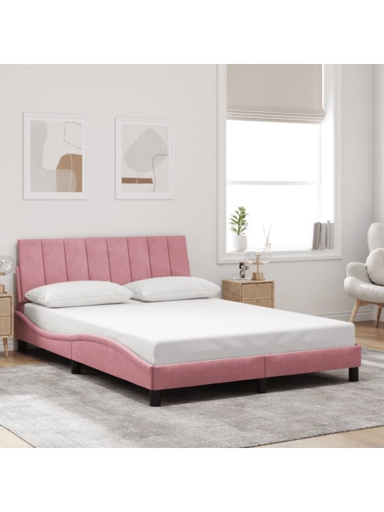 Rám postele s led osvětlením růžový 120 x 200 cm samet