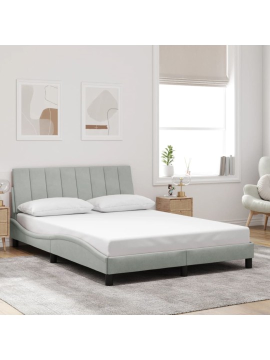 Rám postele s LED osvětlením světle šedý 140 x 190 cm samet