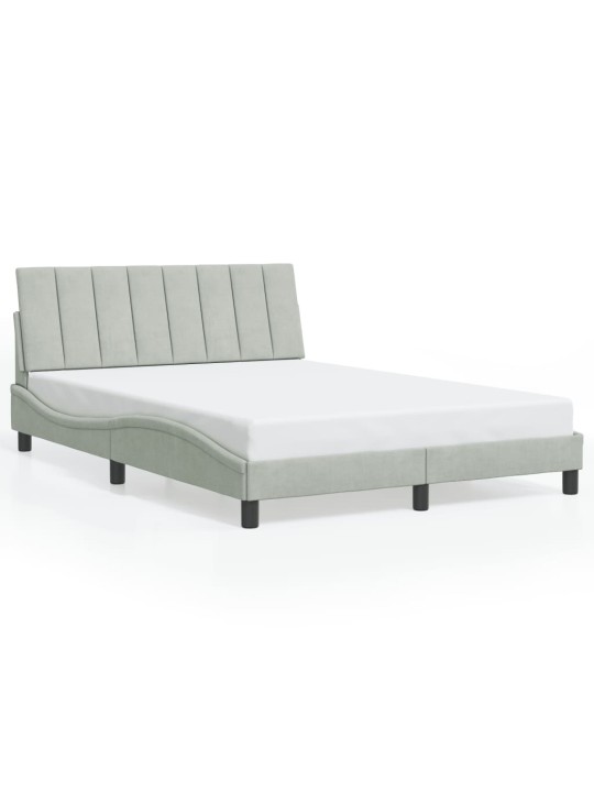 Rám postele s LED osvětlením světle šedý 140 x 190 cm samet