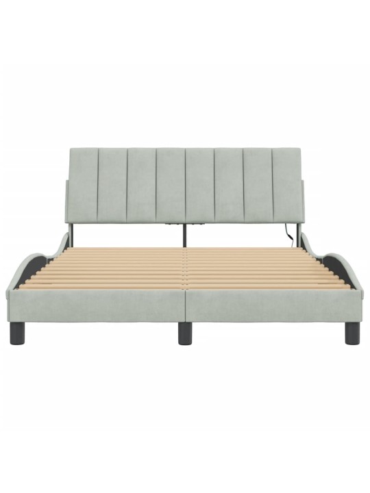 Rám postele s LED osvětlením světle šedý 140 x 190 cm samet