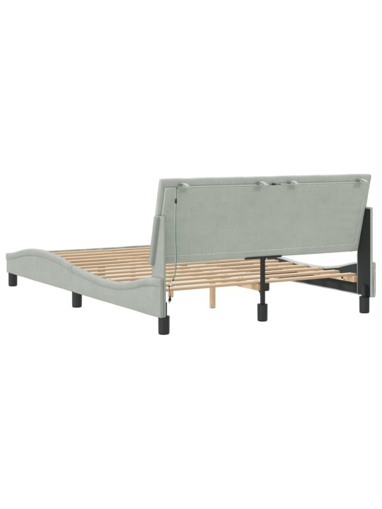 Rám postele s LED osvětlením světle šedý 140 x 190 cm samet