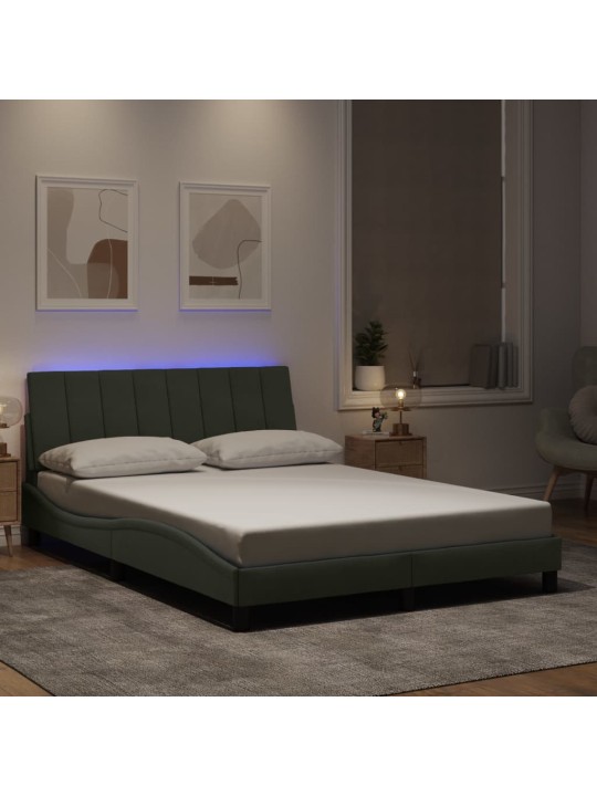 Rám postele s LED osvětlením světle šedý 140 x 190 cm samet