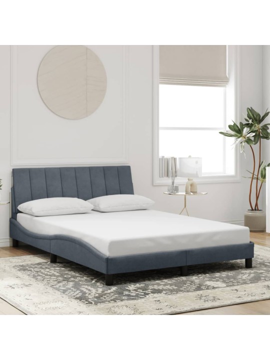 Rám postele s LED osvětlením tmavě šedý 140 x 190 cm samet