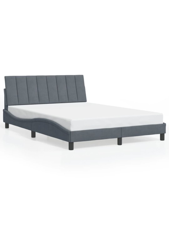 Rám postele s LED osvětlením tmavě šedý 140 x 190 cm samet